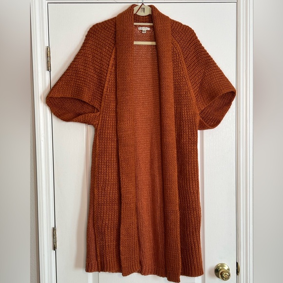 Cozy Rust Open-Front Sweater Duster - Picture 1 of 8
